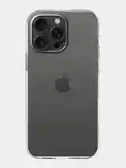 Прозрачный чехол для iPhone 15 Pro силиконовый BROSCORP матовый/ прозрачный/ с карманом, защита камер