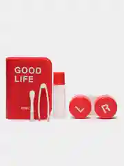 Красный дорожный набор для контактных линз, пинцет и контейнер "Good life"