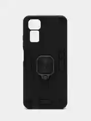 Черный чехол Redmi Note 12S / Редми Нот 12С противоударный, с металлической подставкой кольцом