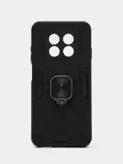 Черный чехол Huawei Nova Y91 / Хуавей Нова У91 противоударный, с металлической подставкой-кольцом