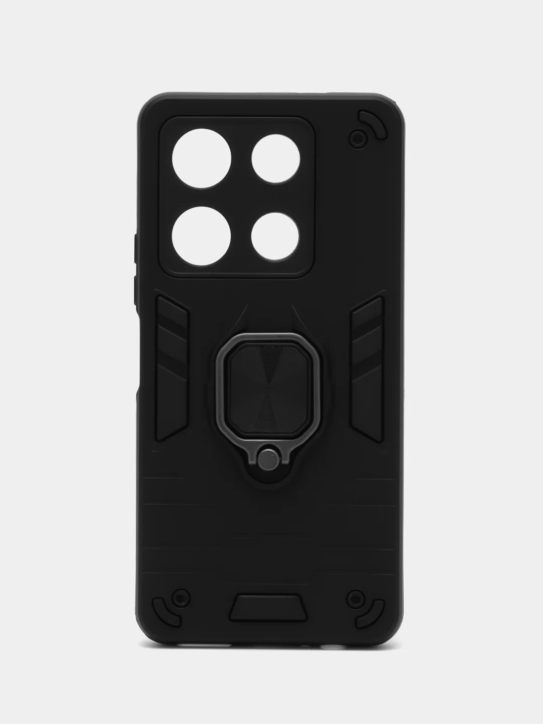 Черный чехол Infinix Note 30 Pro противоударный, с металлической подставкой кольцом