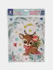 Наклейки на окно, новогодние, многоразовые, декор на новый год, Золотая Сказка