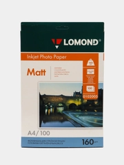 Фотобумага матовая, бумага для печати фото А4, 160 г/м2, 100 листов, Lomond, 360334