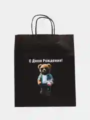 Черный подарочный пакет, крафтовый, бумажный, 28см 24 см 14 см