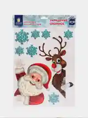 Наклейки на окно новогодние многоразовые, декор на новый год, Золотая Сказка, 591921
