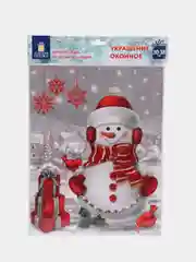 Наклейка для окон многоразовая 30*38см "В снежном лесу", 4 дизайна ассорти, Золотая Сказка, 591926