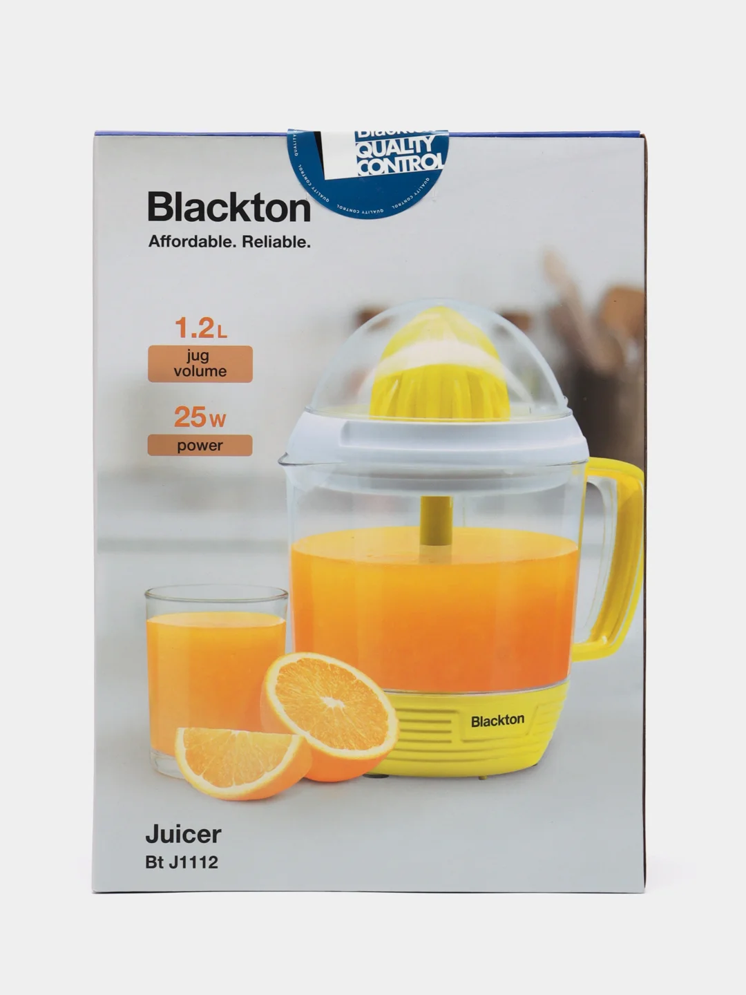Желтый соковыжималка электрическая для цитрусовых Blackton Bt J1112, 2 насадки, 1.2 л