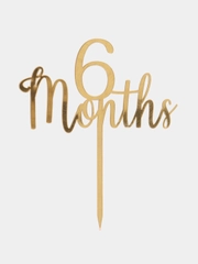 Топпер #Т55 "6 Months", из акрила для украшения торта (на полгодика ребенку, 6 месяцев)