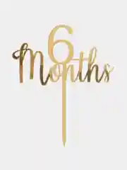 Золотой топпер #Т55 "6 Months", из акрила для украшения торта (на полгодика ребенку, 6 месяцев)