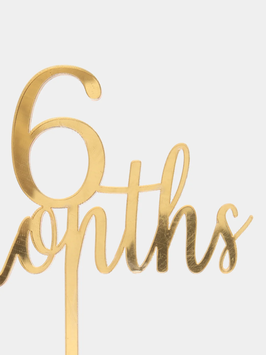 Золотой топпер #Т55 "6 Months", из акрила для украшения торта (на полгодика ребенку, 6 месяцев)