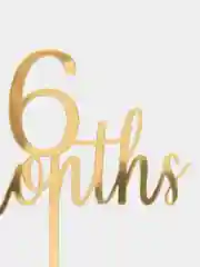 Золотой топпер #Т55 "6 Months", из акрила для украшения торта (на полгодика ребенку, 6 месяцев)