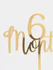 Золотой топпер #Т55 "6 Months", из акрила для украшения торта (на полгодика ребенку, 6 месяцев)