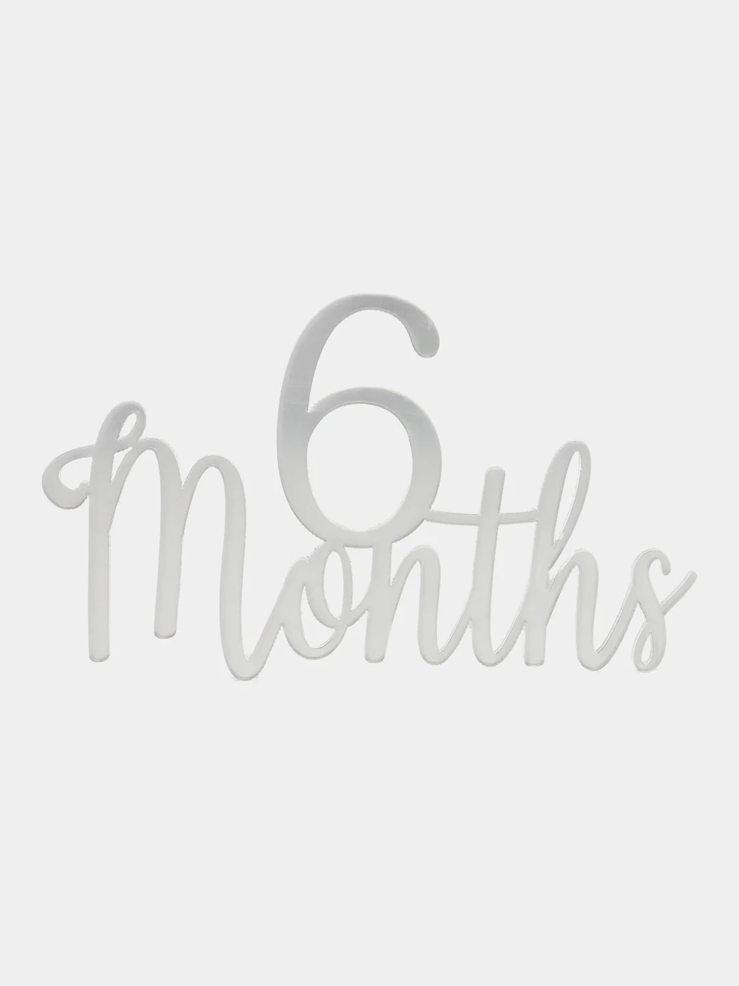 Серебряный топпер #Т55 "6 Months", из акрила для украшения торта (на полгодика ребенку, 6 месяцев)