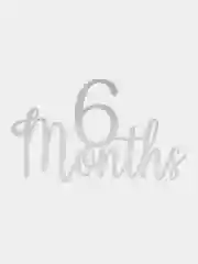 Серебряный топпер #Т55 "6 Months", из акрила для украшения торта (на полгодика ребенку, 6 месяцев)