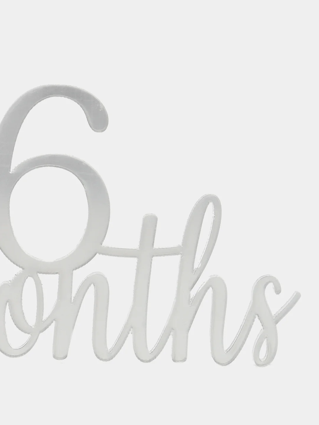 Серебряный топпер #Т55 "6 Months", из акрила для украшения торта (на полгодика ребенку, 6 месяцев)