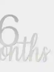 Серебряный топпер #Т55 "6 Months", из акрила для украшения торта (на полгодика ребенку, 6 месяцев)