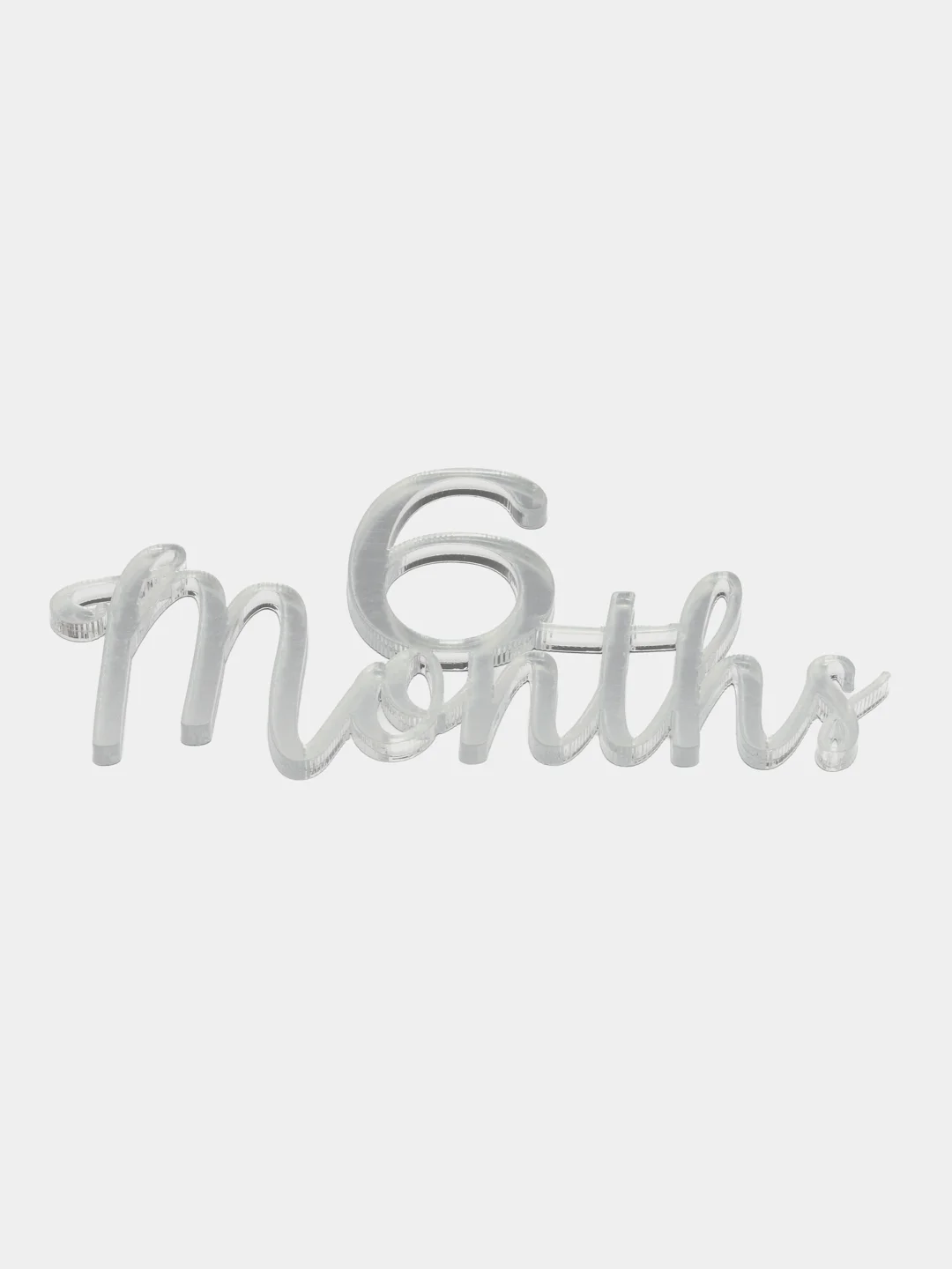 Серебряный топпер #Т55 "6 Months", из акрила для украшения торта (на полгодика ребенку, 6 месяцев)