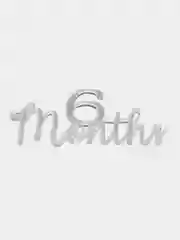 Серебряный топпер #Т55 "6 Months", из акрила для украшения торта (на полгодика ребенку, 6 месяцев)