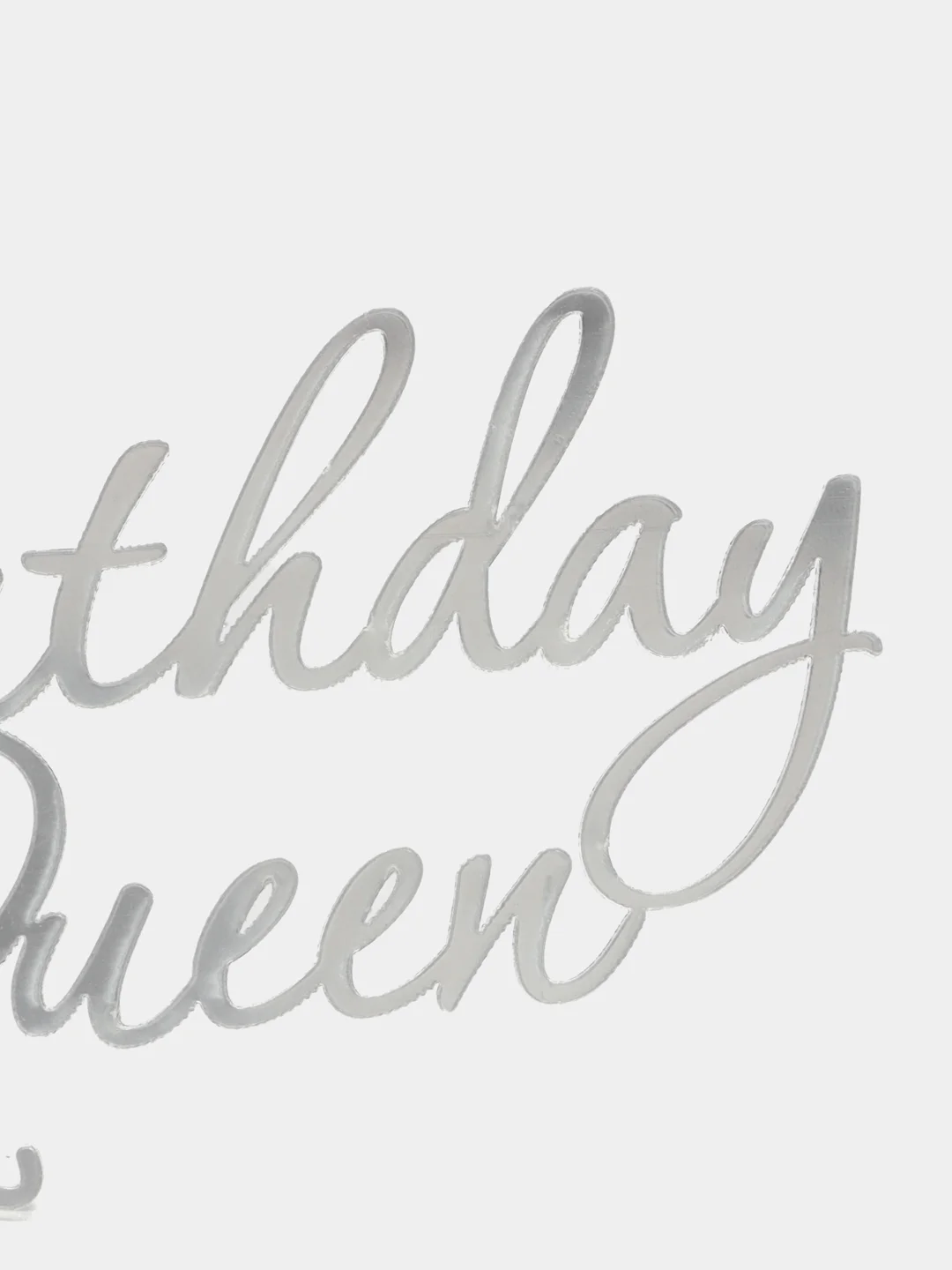 Серебряный топпер #56 "Birthday Queen" из акрила для торта на день рождения боковой / торцевой