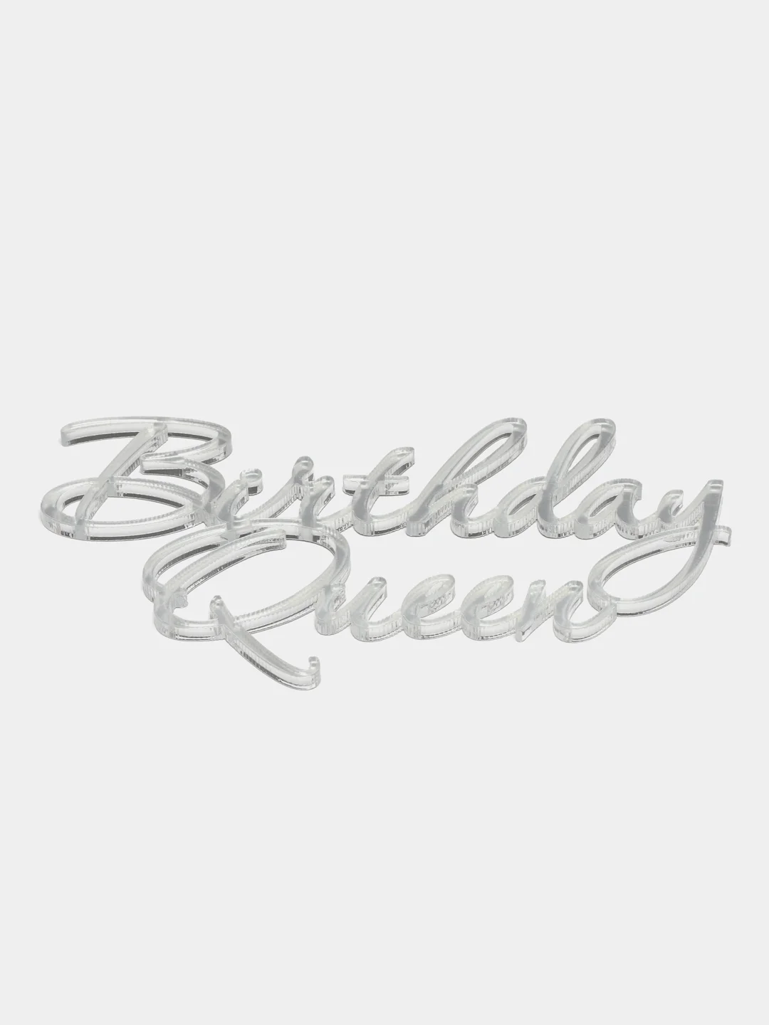 Серебряный топпер #56 "Birthday Queen" из акрила для торта на день рождения боковой / торцевой