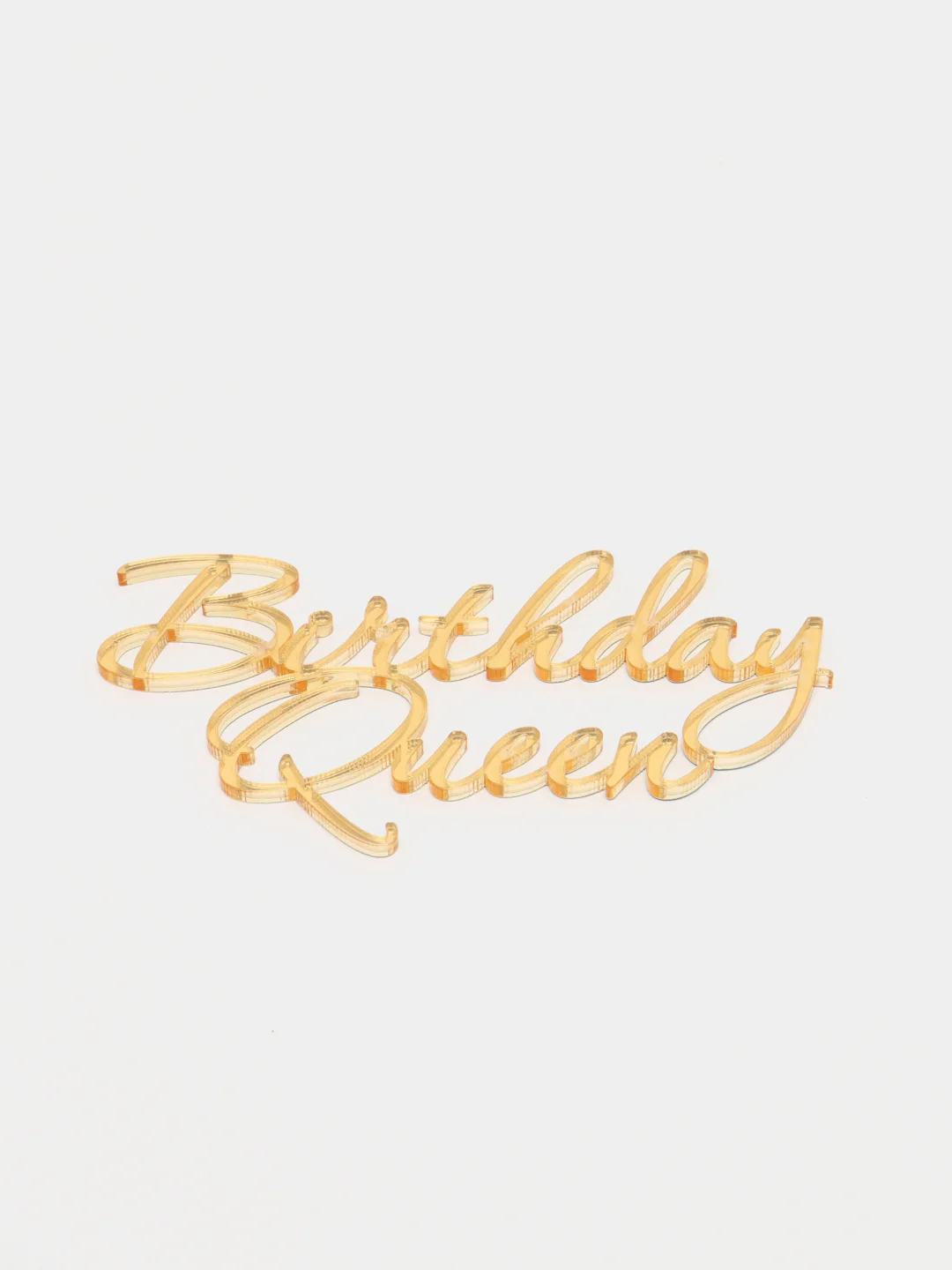 Золотой топпер #56 "Birthday Queen" из акрила для торта на день рождения боковой / торцевой
