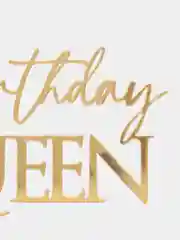 Золотой топпер #Т58 "Birthday Queen", из акрила для торта на день рождения боковой / торцевой
