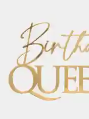 Золотой топпер #Т58 "Birthday Queen", из акрила для торта на день рождения боковой / торцевой
