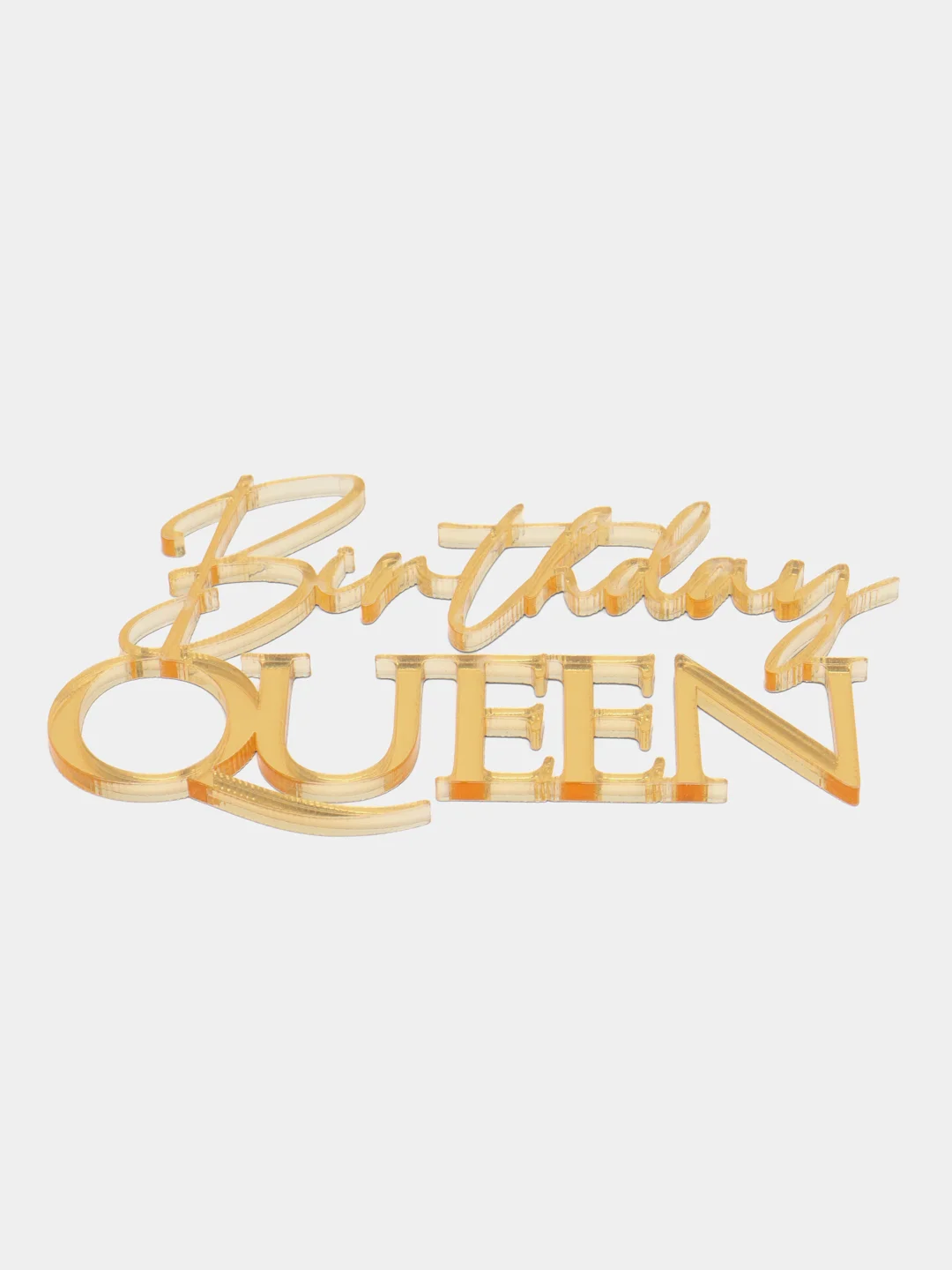 Золотой топпер #Т58 "Birthday Queen", из акрила для торта на день рождения боковой / торцевой