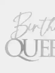 Серебряный топпер #Т58 "Birthday Queen", из акрила для торта на день рождения боковой / торцевой