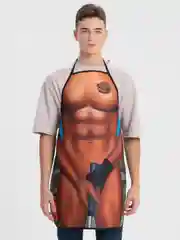 Коралловый меланж мужской фартук с рисунком