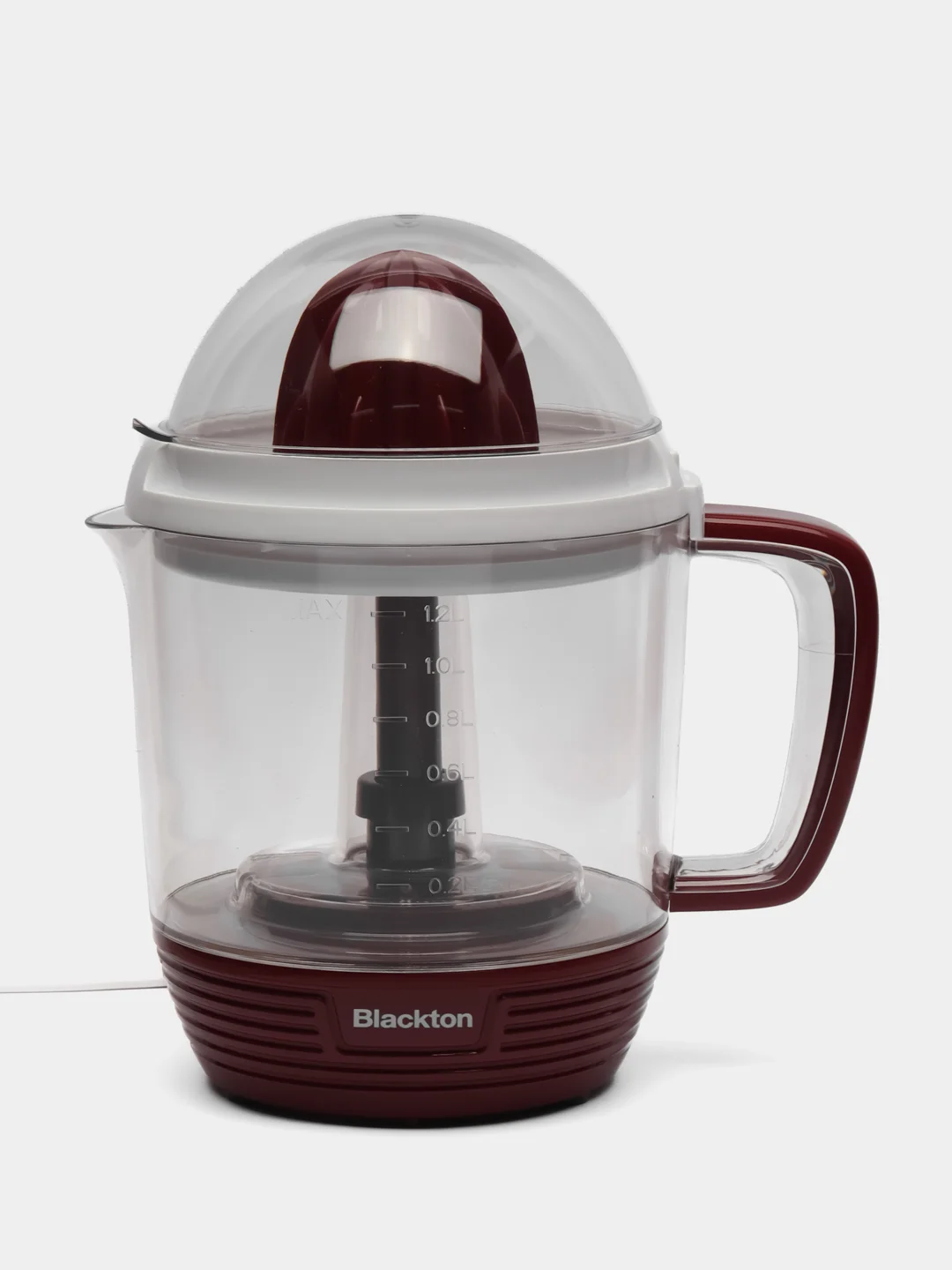Бордовый соковыжималка электрическая для цитрусовых Blackton Bt J1112, 2 насадки, 1.2 л