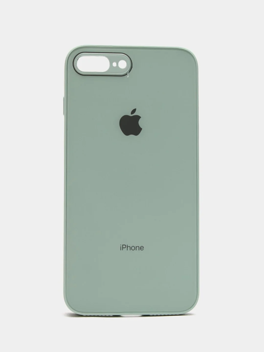 Мятный чехол силиконовый со стеклянной панелью для iPhone 7 Plus / iPhone 8 Plus