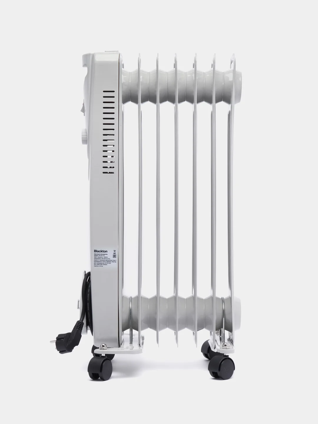 Белый масляный обогреватель Blackton Bt OH1110, 7 секций, 1500 Вт