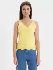 Желтый майка, топ с ажурной каймой