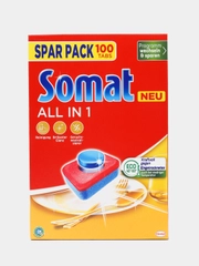 Таблетки для посудомоечных машин Somat All in 1, лимон и лайм, 100 шт
