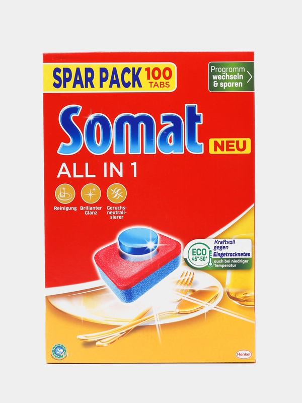 Таблетки для посудомоечных машин Somat All in 1, лимон и лайм, 100 шт