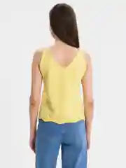 Желтый майка, топ с ажурной каймой