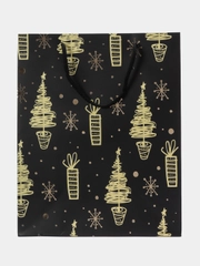 Пакет подарочный новогодний, для подарка ЗОЛОТАЯ СКАЗКА "Black&Gold", фольга, 608236