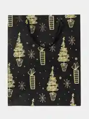 Пакет подарочный новогодний, для подарка ЗОЛОТАЯ СКАЗКА "Black&Gold", фольга, 608236