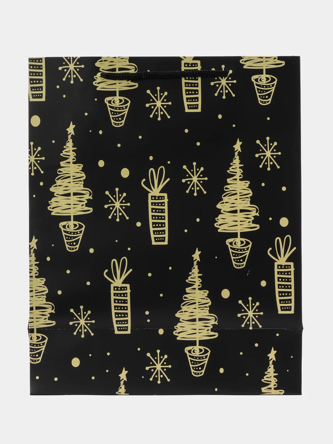 Пакет подарочный новогодний, для подарка ЗОЛОТАЯ СКАЗКА "Black&Gold", фольга, 608236