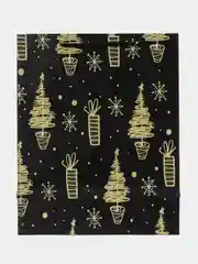 Пакет подарочный новогодний, для подарка ЗОЛОТАЯ СКАЗКА "Black&Gold", фольга, 608236