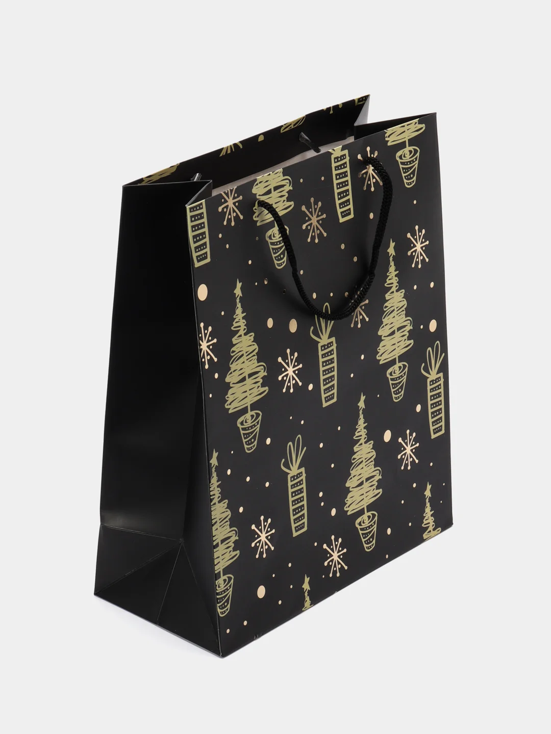 Пакет подарочный новогодний, для подарка ЗОЛОТАЯ СКАЗКА "Black&Gold", фольга, 608236