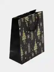 Пакет подарочный новогодний, для подарка ЗОЛОТАЯ СКАЗКА "Black&Gold", фольга, 608236