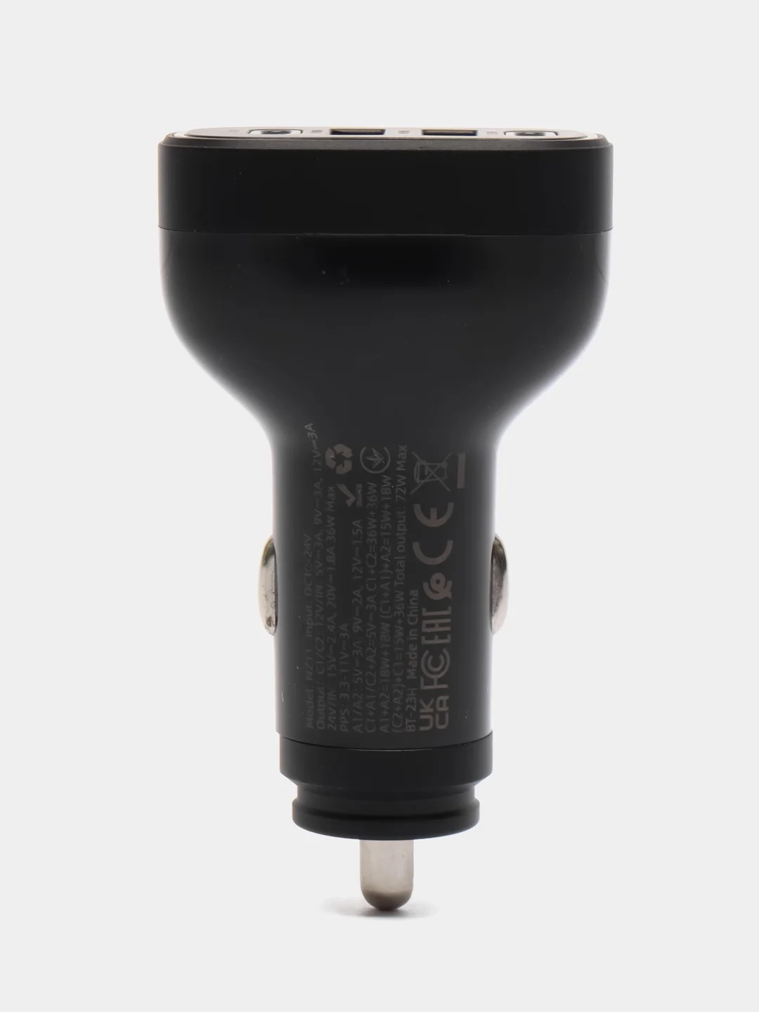 Черный автомобильное зарядное устройство HOCO NZ11 72W, USB-C, USB-A