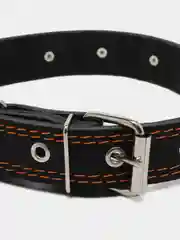 Ошейник кожаный двухслойный, шипованный, 63 х 3 см, ОШ 40-55 см, чёрный