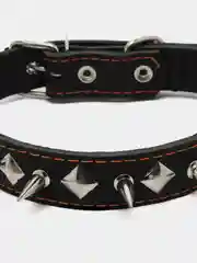 Ошейник кожаный двухслойный, шипованный, 63 х 3 см, ОШ 40-55 см, чёрный