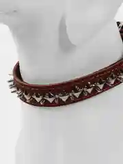 Ошейник кожаный на синтепоне "Ёж", 56 х 2.5 см, ОШ 35-45 см, коричневый