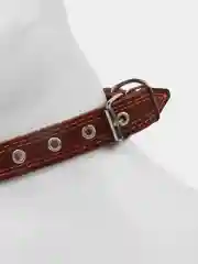 Ошейник кожаный "Строгий шип", 56 х 2.5 см, ОШ 35-45 см, коричневый