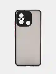 Черный чехол для Xiaomi Redmi 12C / Сяоми Редми 12С, пластиковый, матовый, с цветными кнопками