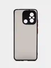 Черный чехол для Xiaomi Redmi 12C / Сяоми Редми 12С, пластиковый, матовый, с цветными кнопками